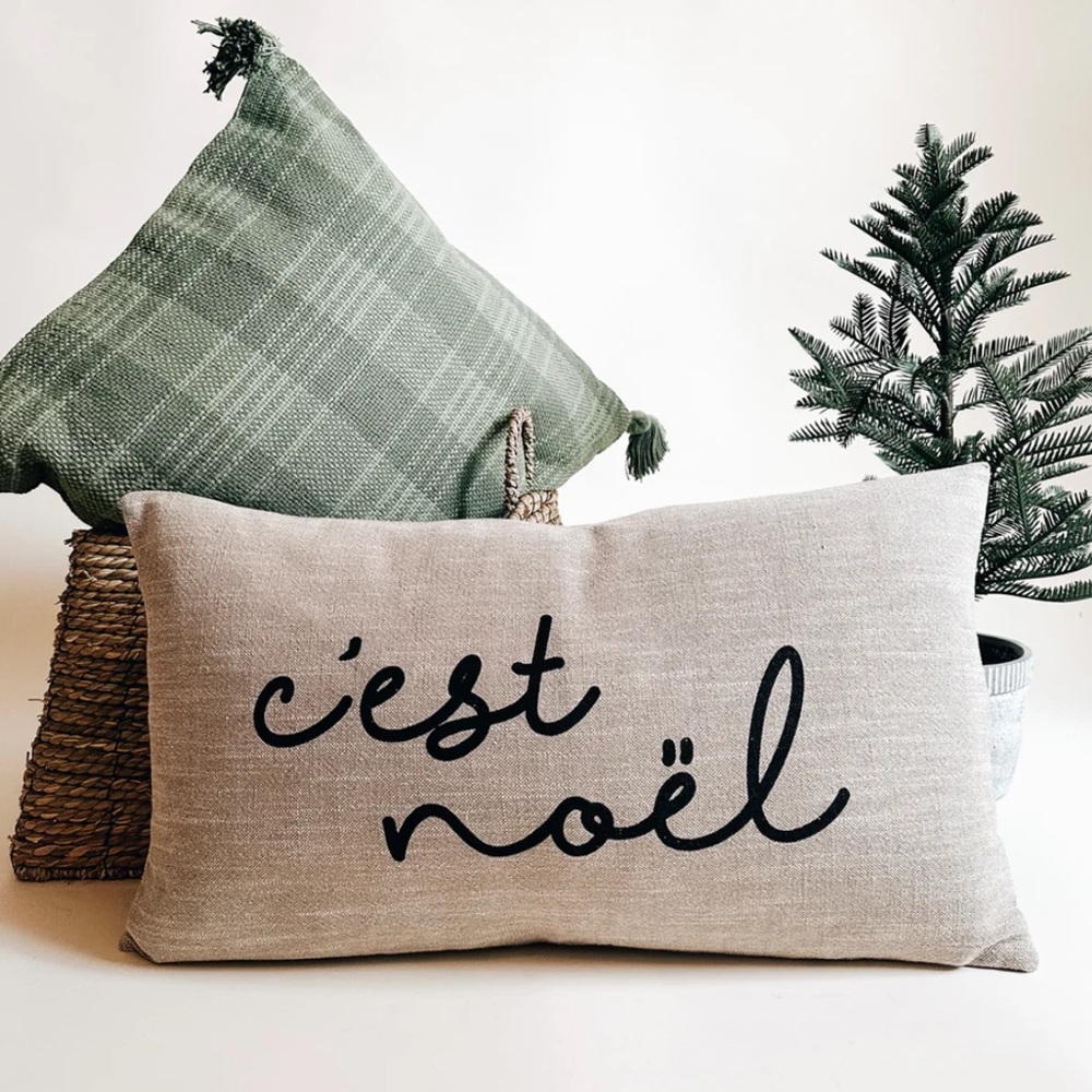 Holiday Pillow C'est Noel Printed Lumbar Pillow